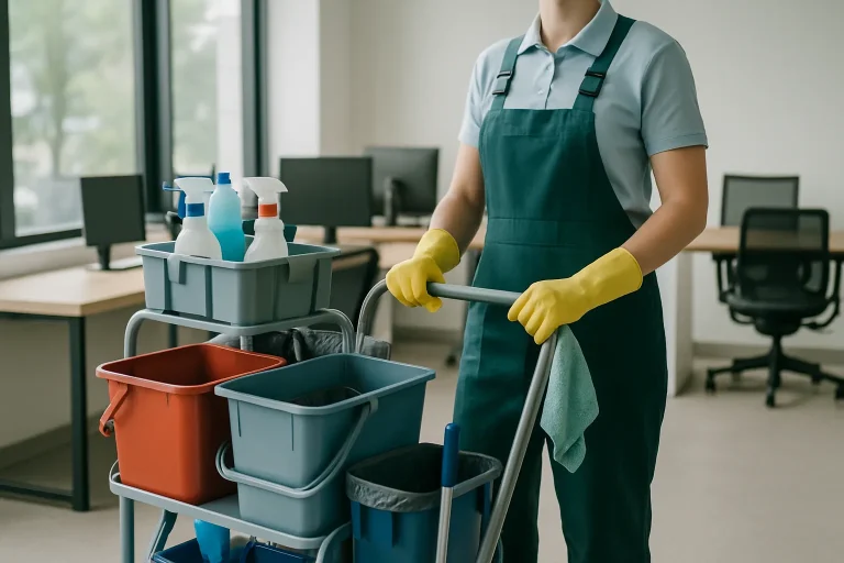 Équipe de nettoyage dans un appartement à Coudekerque-Branche utilisant des produits écoresponsables.