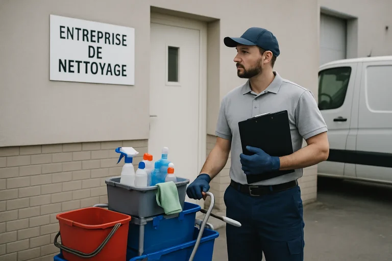 Une équipe de nettoyage professionnelle nettoie un bureau à Nieppe avec des produits écologiques.