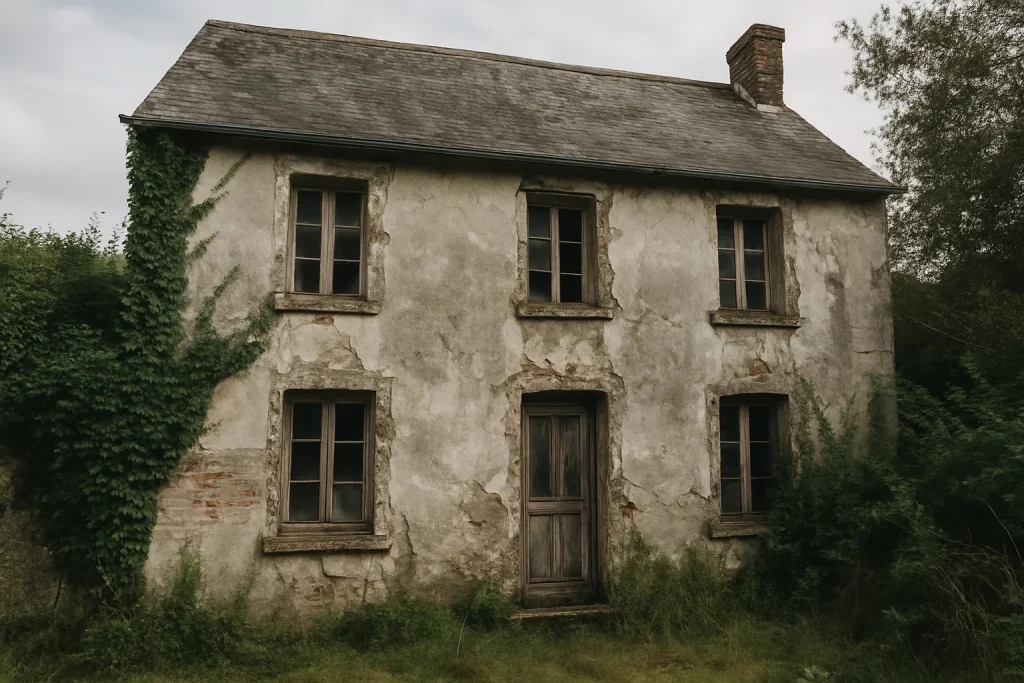 Façade d'une maison insalubre à Beauvais avec signes de détérioration visible