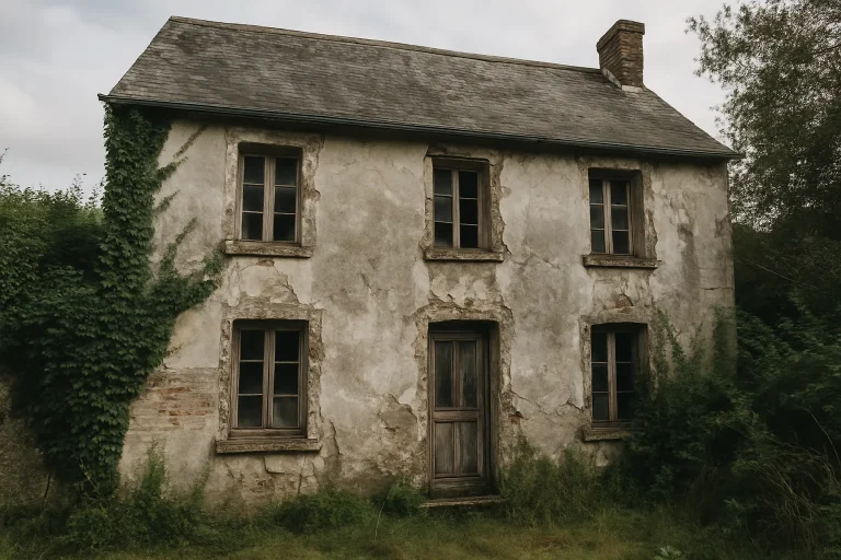 Façade d'une maison insalubre à Beauvais avec signes de détérioration visible