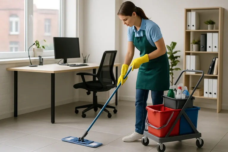Équipe de nettoyage professionnelle au travail dans un appartement à Orchies.